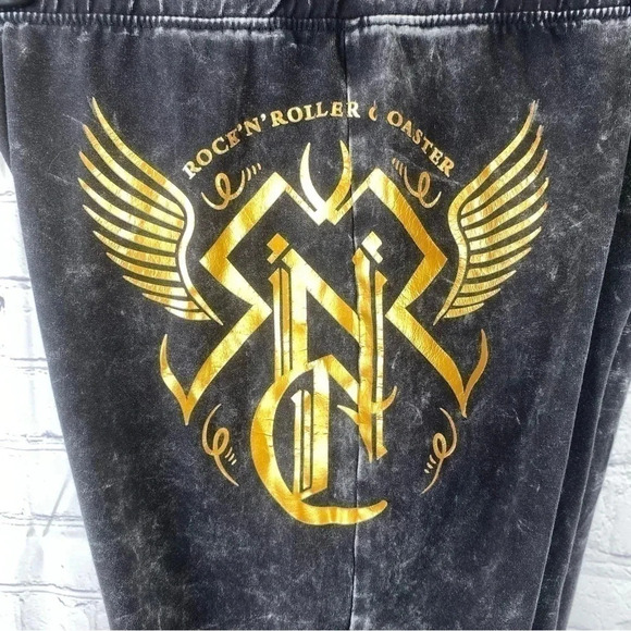 Disney Rock N Roller Coaster Black Distressed Leggings Size Medium - Picture 3 of 6